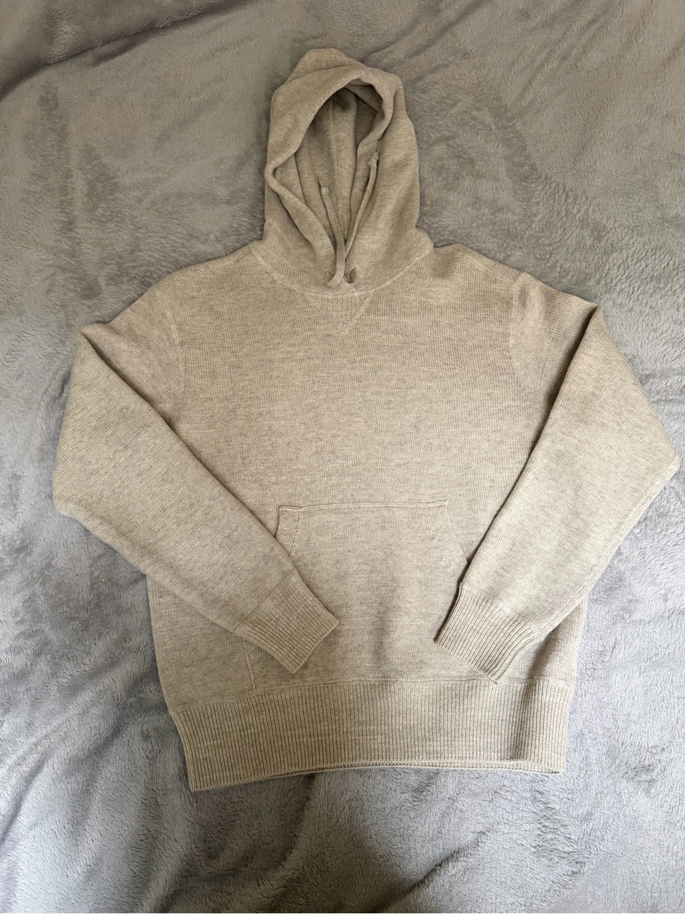 Buck Mason Men's Hooded Knit Sweater in Light Beige